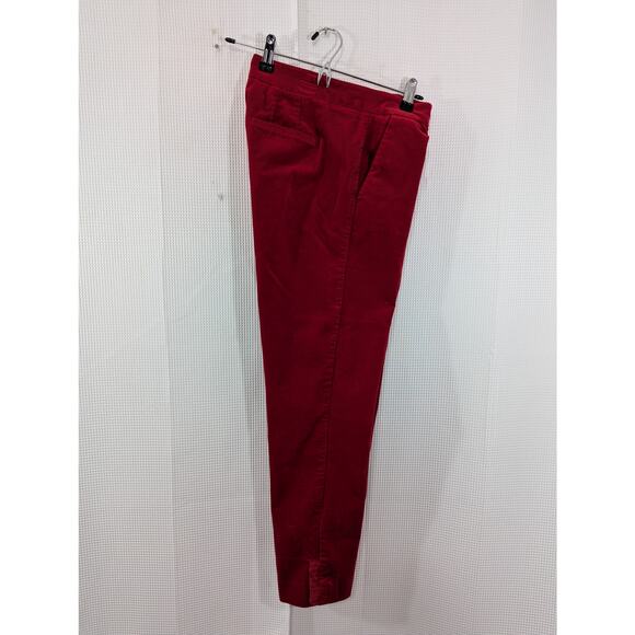 TALBOTS RSVP! RUBY RED STRETCH VELVET, RUFFLED ANKLE SKINNY PANTS, SLACKS! SZ 2 - Picture 3 of 11